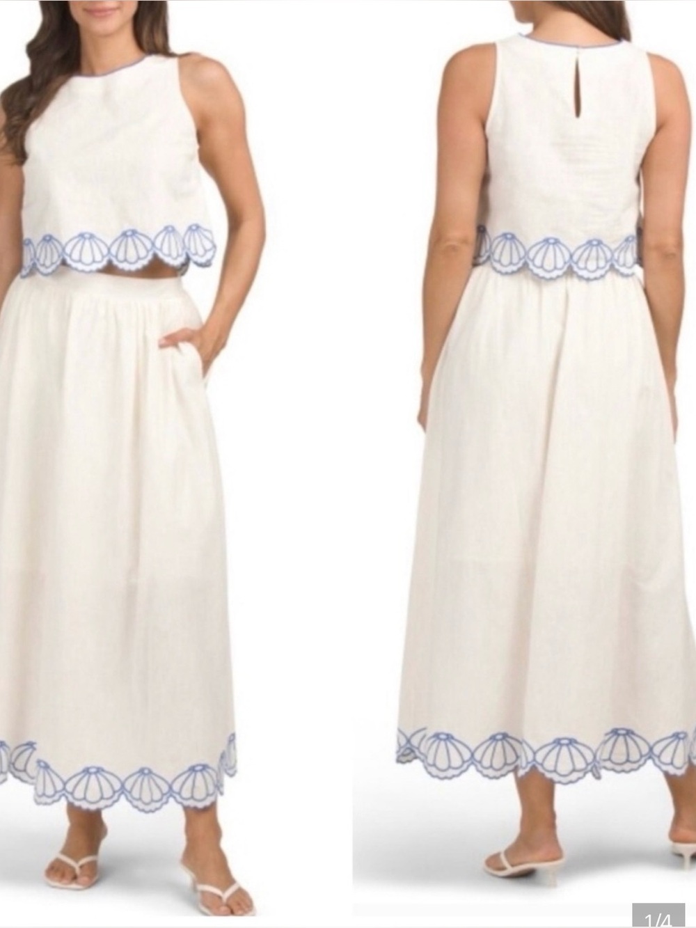 Calypso St. Barth scallop shell embroidered Two-Piece Skirt Set